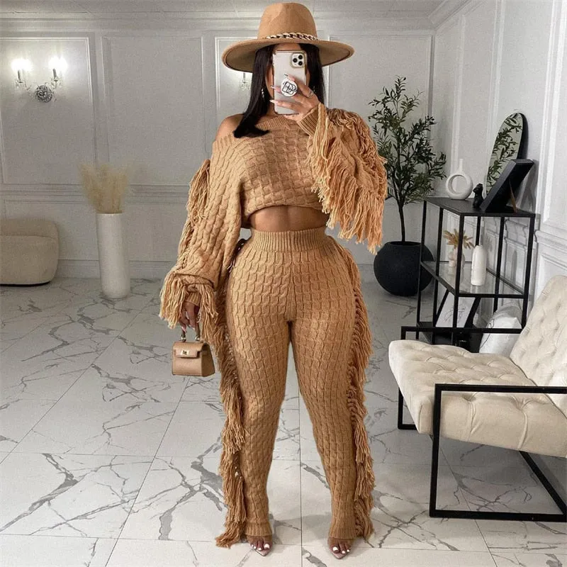 Tassel Sweater Two Piece Set