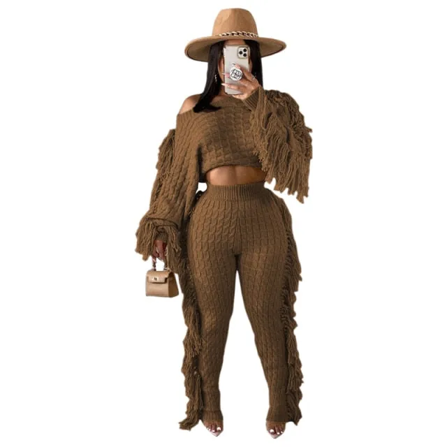 Tassel Sweater Two Piece Set