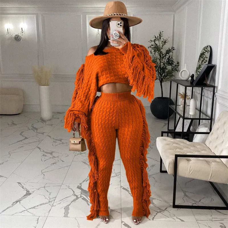 Tassel Sweater Two Piece Set