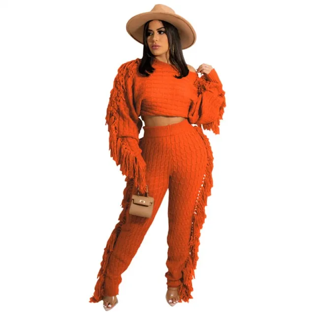 Tassel Sweater Two Piece Set