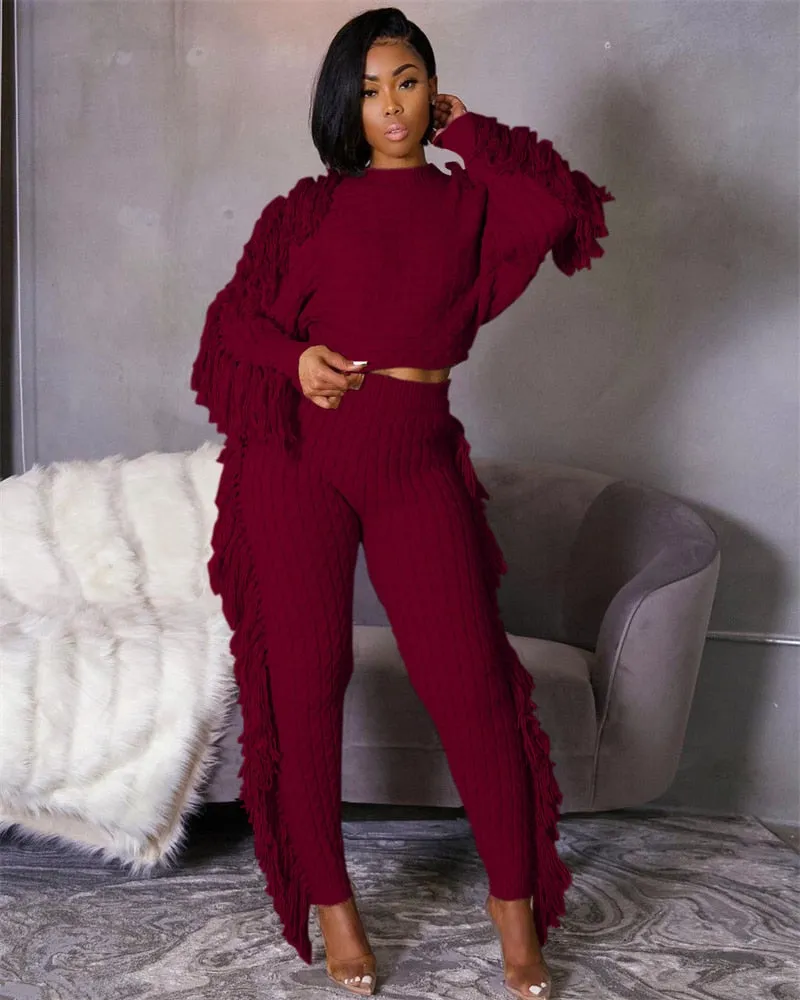 Tassel Sweater Two Piece Set