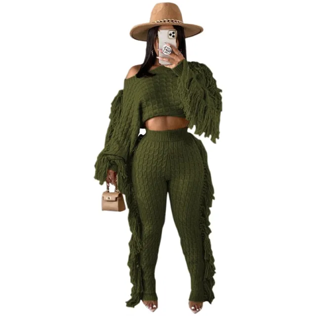 Tassel Sweater Two Piece Set