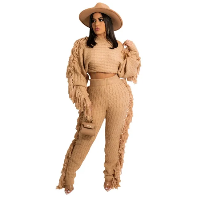 Tassel Sweater Two Piece Set