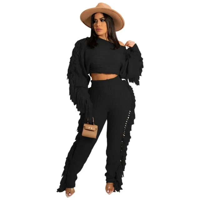 Tassel Sweater Two Piece Set