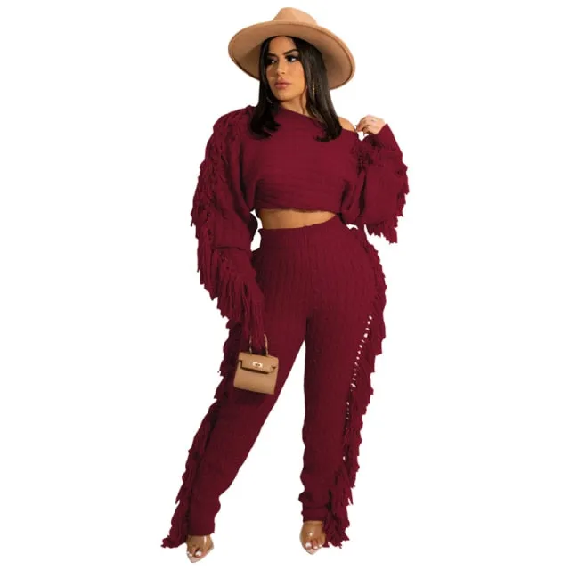 Tassel Sweater Two Piece Set