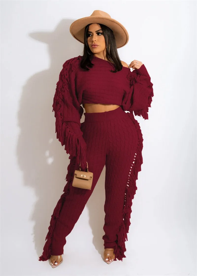 Tassel Sweater Two Piece Set