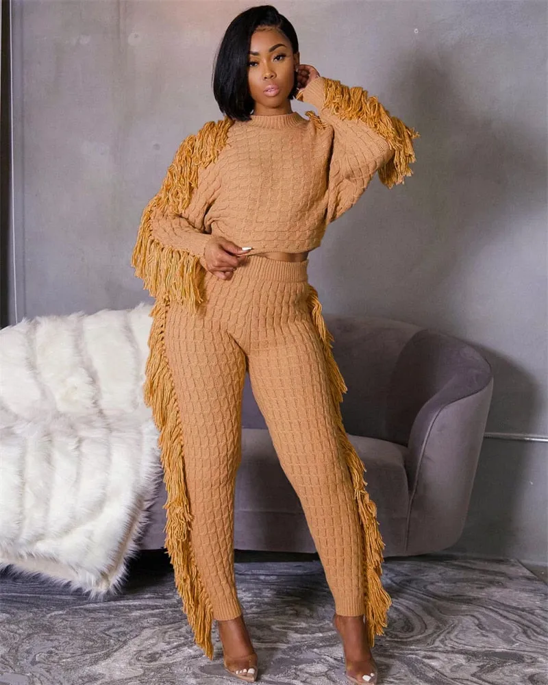 Tassel Sweater Two Piece Set
