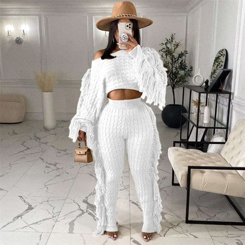 Tassel Sweater Two Piece Set