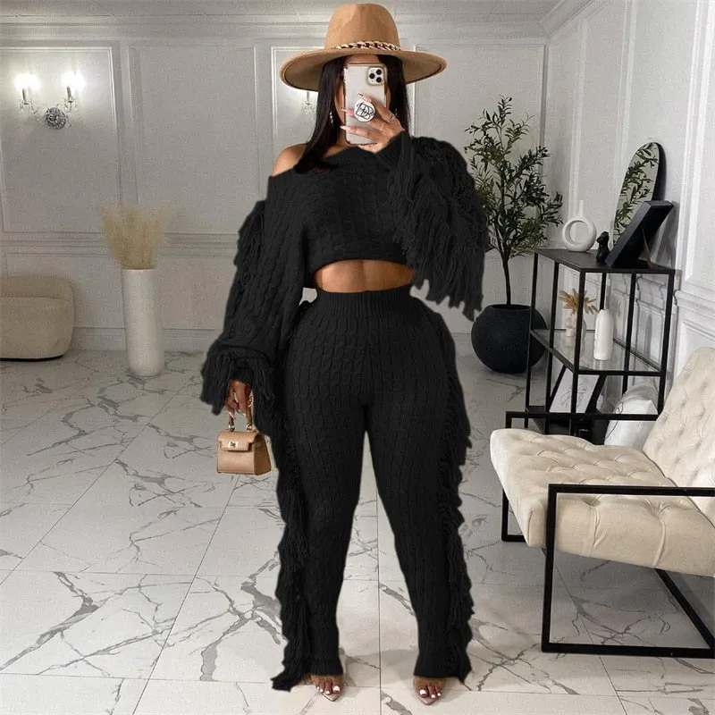 Tassel Sweater Two Piece Set
