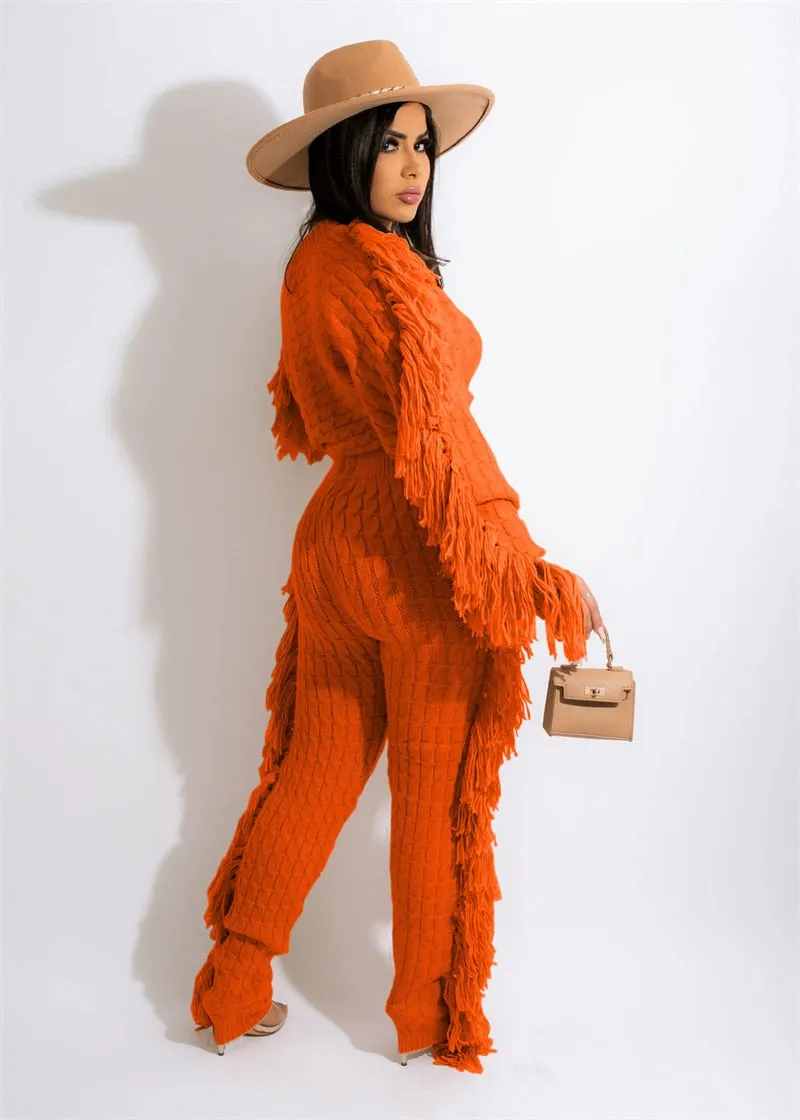 Tassel Sweater Two Piece Set