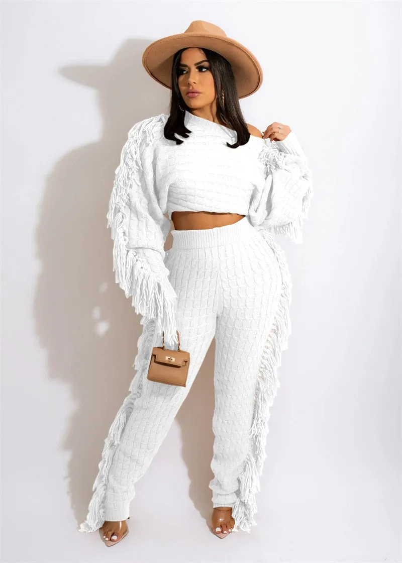 Tassel Sweater Two Piece Set