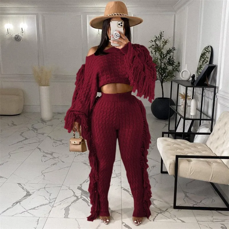 Tassel Sweater Two Piece Set