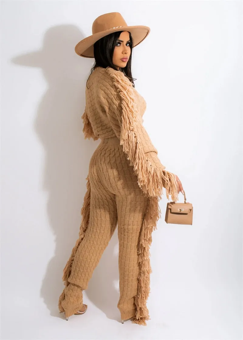 Tassel Sweater Two Piece Set