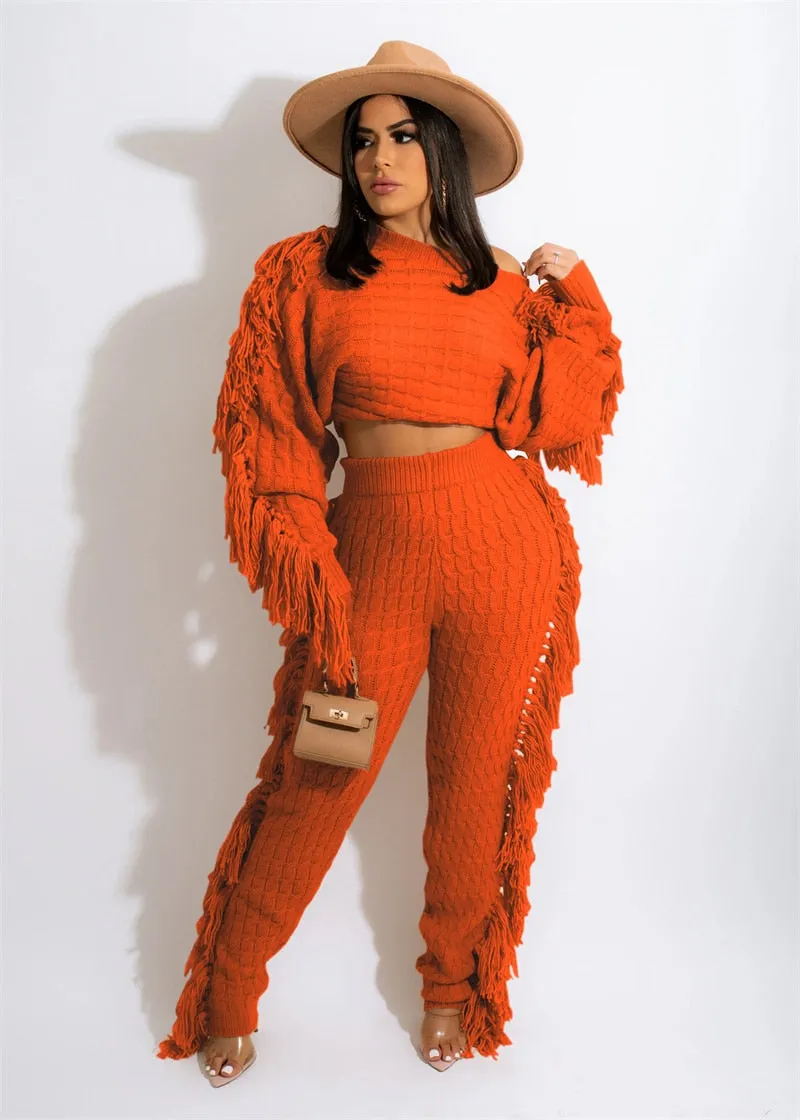 Tassel Sweater Two Piece Set