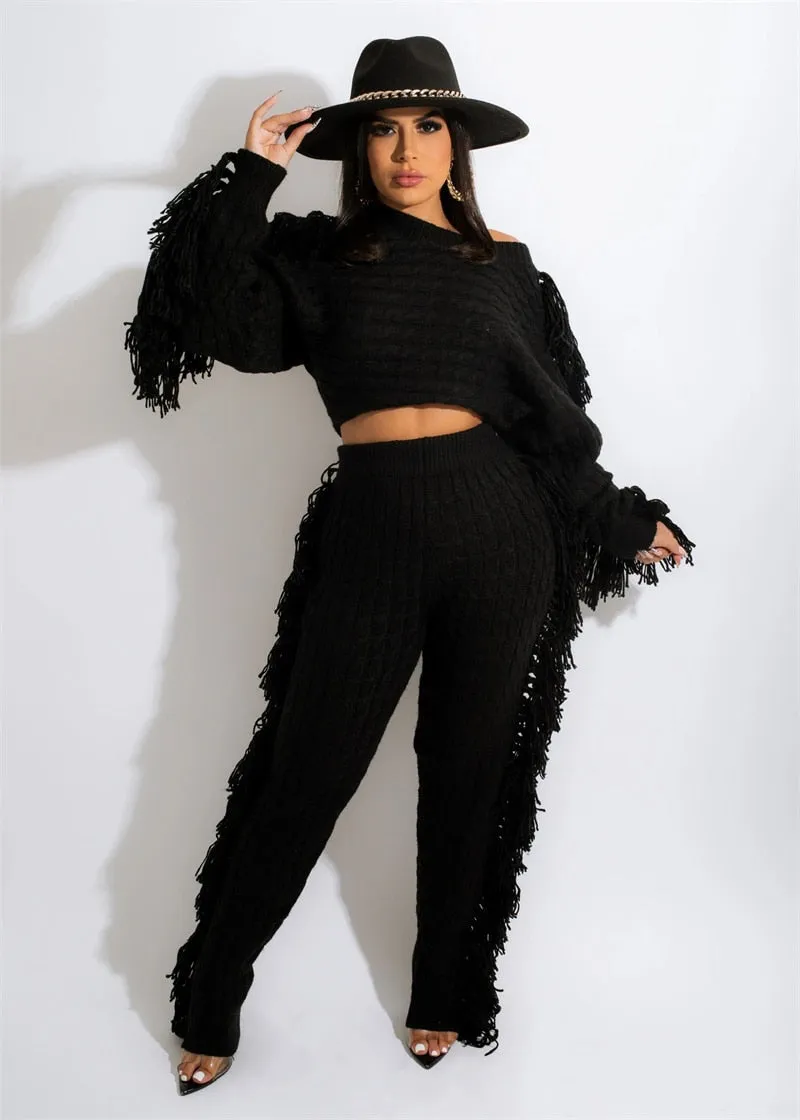 Tassel Sweater Two Piece Set