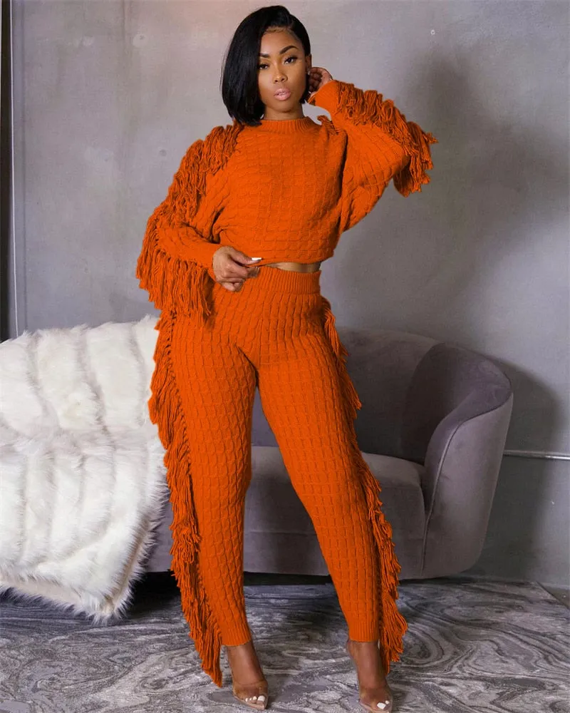 Tassel Sweater Two Piece Set