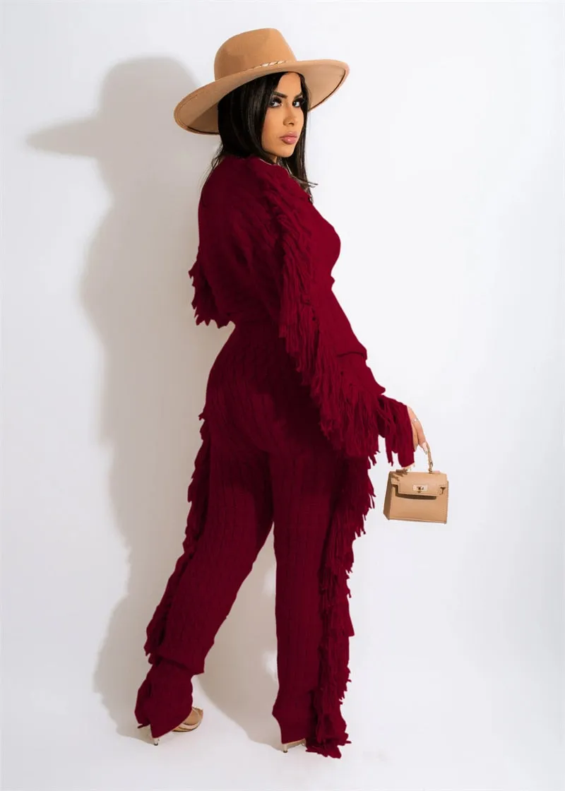 Tassel Sweater Two Piece Set