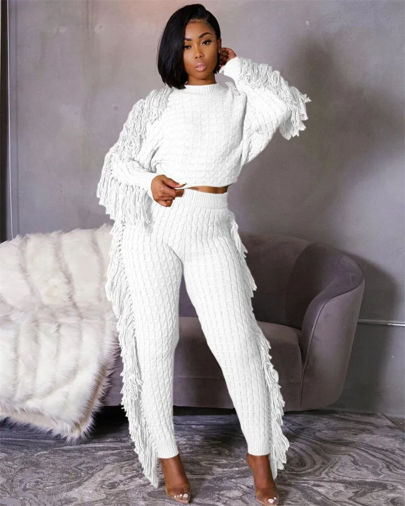 Tassel Sweater Two Piece Set