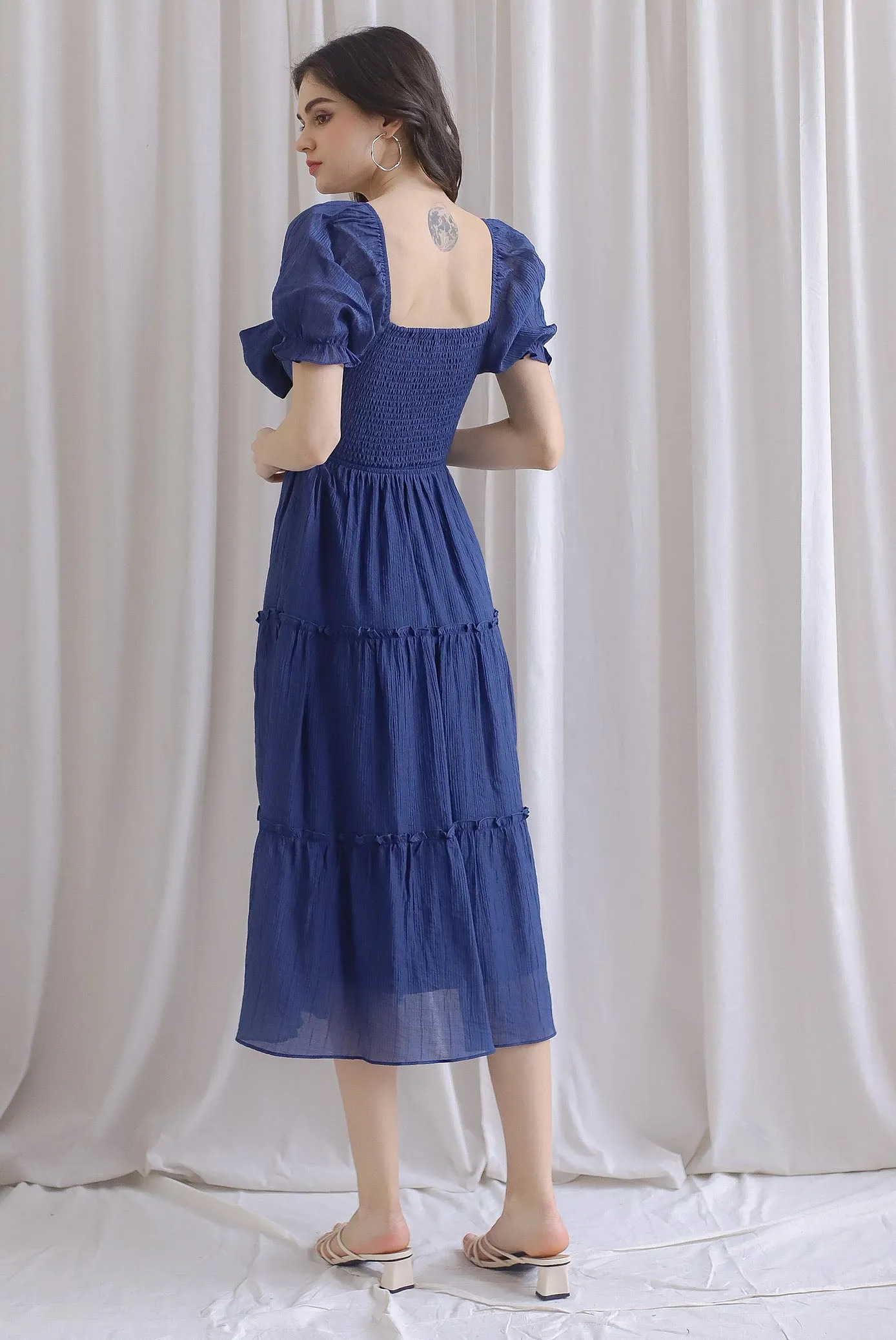 TDC Eureka Multi Way Textured Dress In Navy Blue