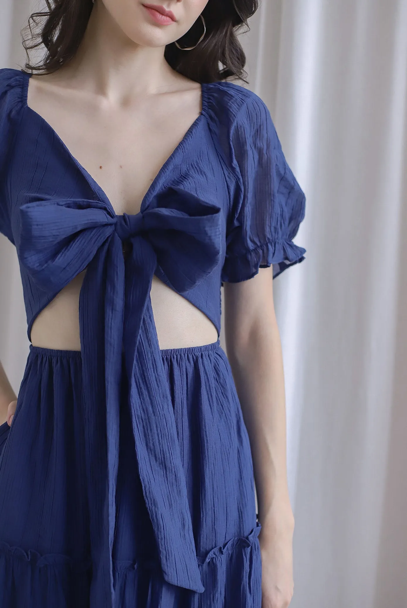 TDC Eureka Multi Way Textured Dress In Navy Blue