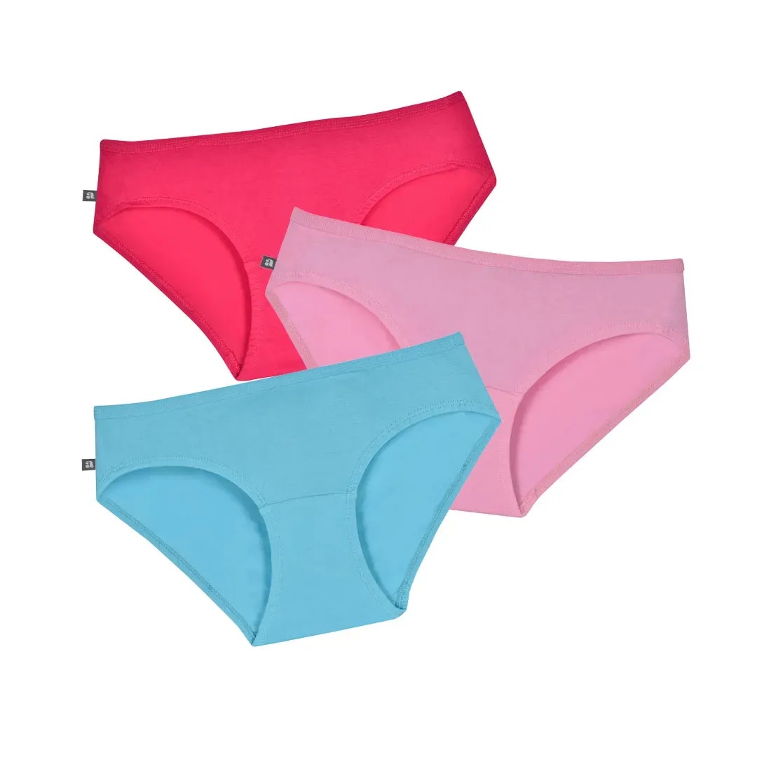 Teen Cotton Panties | Mid Waist | Full Hip Coverage | No Exposed Elastic At Waist & Thigh Round | Prevents Friction | Pack Of 3
