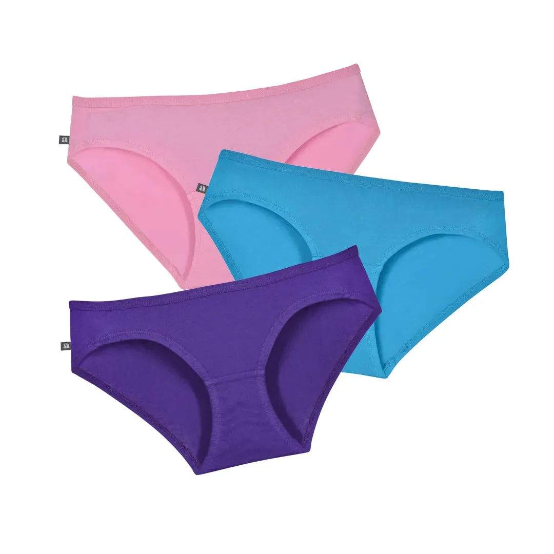 Teen Cotton Panties | Mid Waist | Full Hip Coverage | No Exposed Elastic At Waist & Thigh Round | Prevents Friction | Pack Of 3