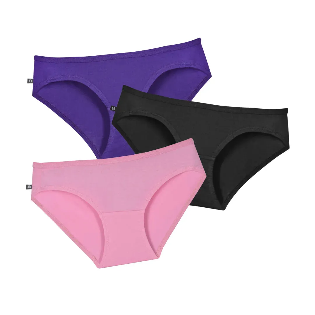 Teen Cotton Panties | Mid Waist | Full Hip Coverage | No Exposed Elastic At Waist & Thigh Round | Prevents Friction | Pack Of 3