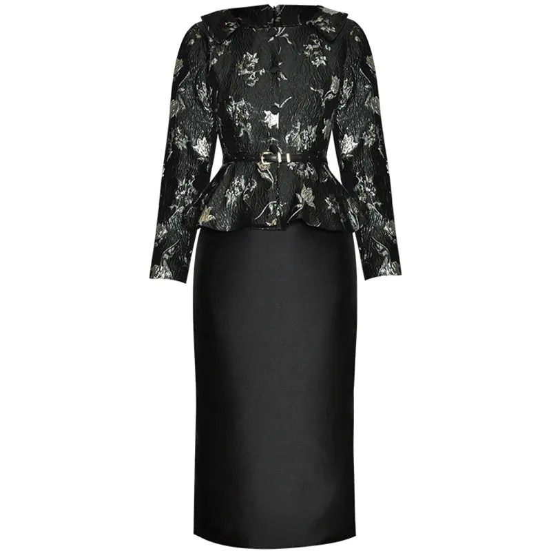 Tenley Square Collar Button Sashes Package Buttocks Slim Long Dress