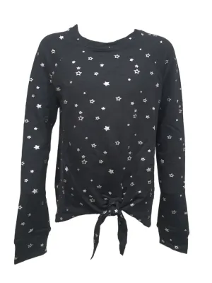 TEREZ Girl's Black Foil Stars Sweatshirt #11337761 Small NWT