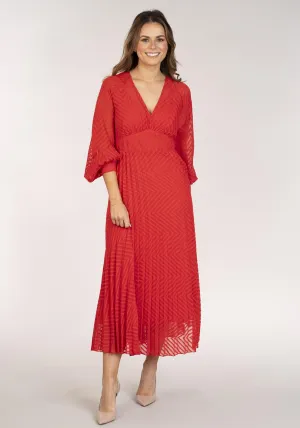 Textured Dress Long Sleeve - Orange