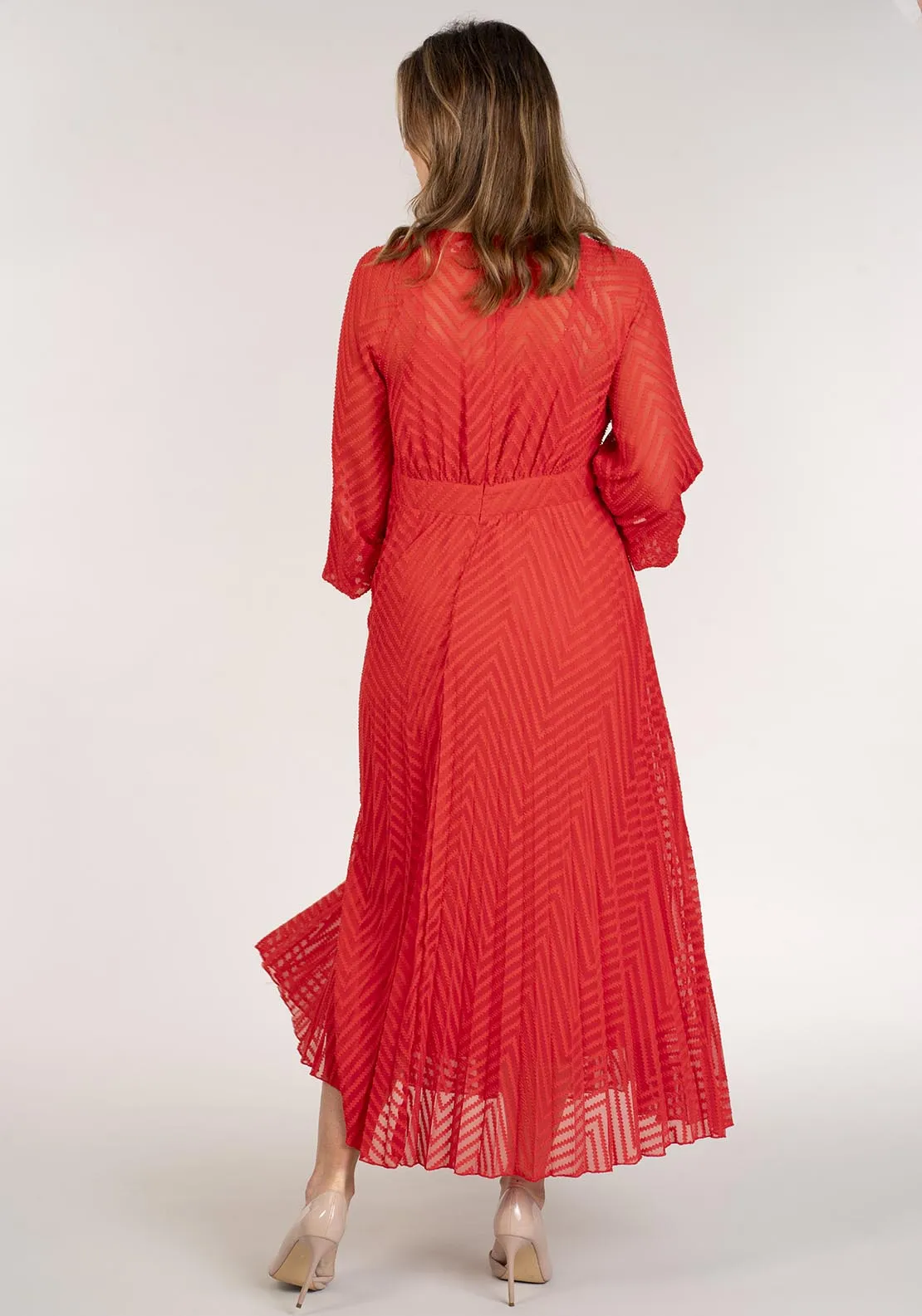 Textured Dress Long Sleeve - Orange