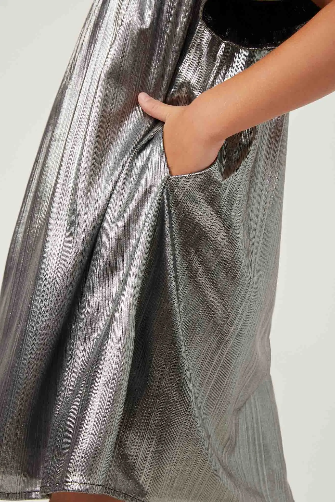 Textured Iridescent Ruffle Sleeve Dress