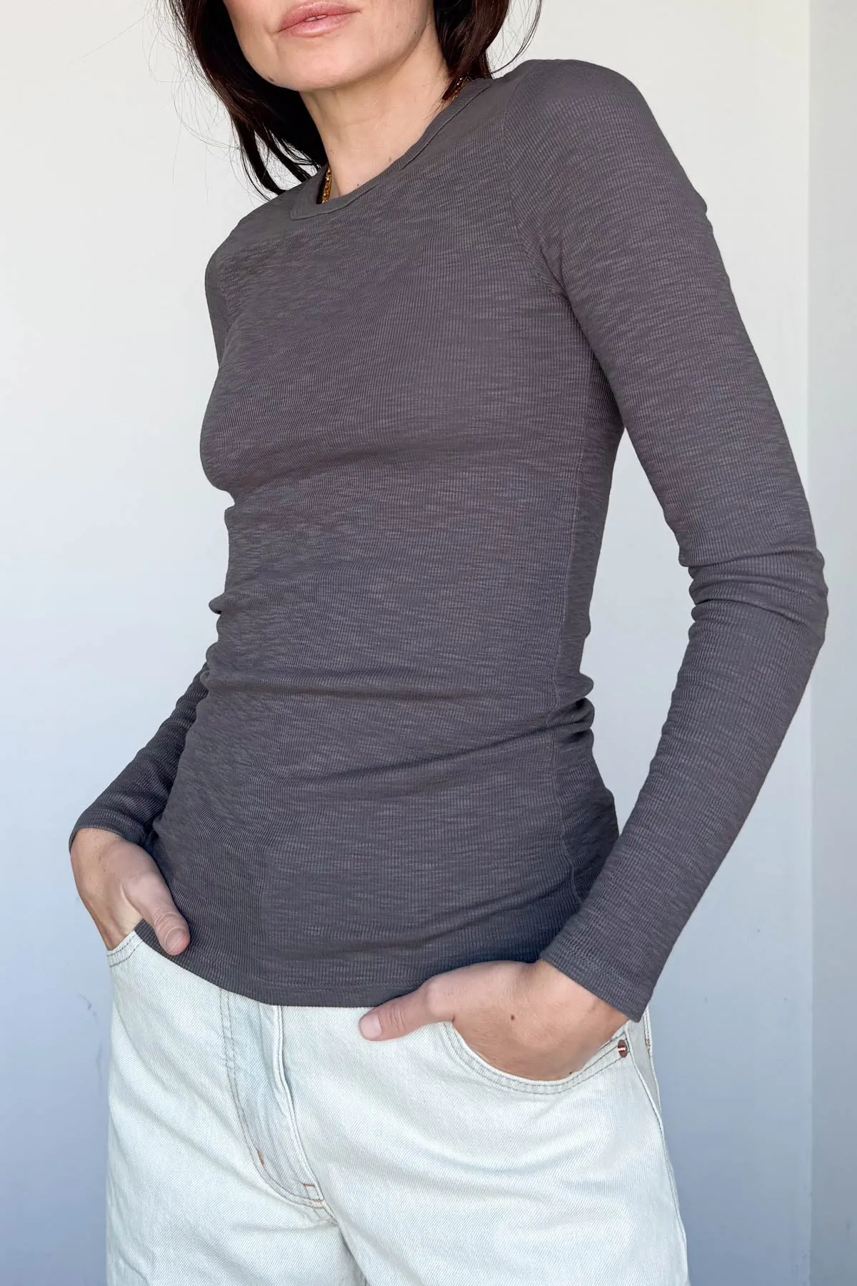 Textured Long Sleeve Crewneck