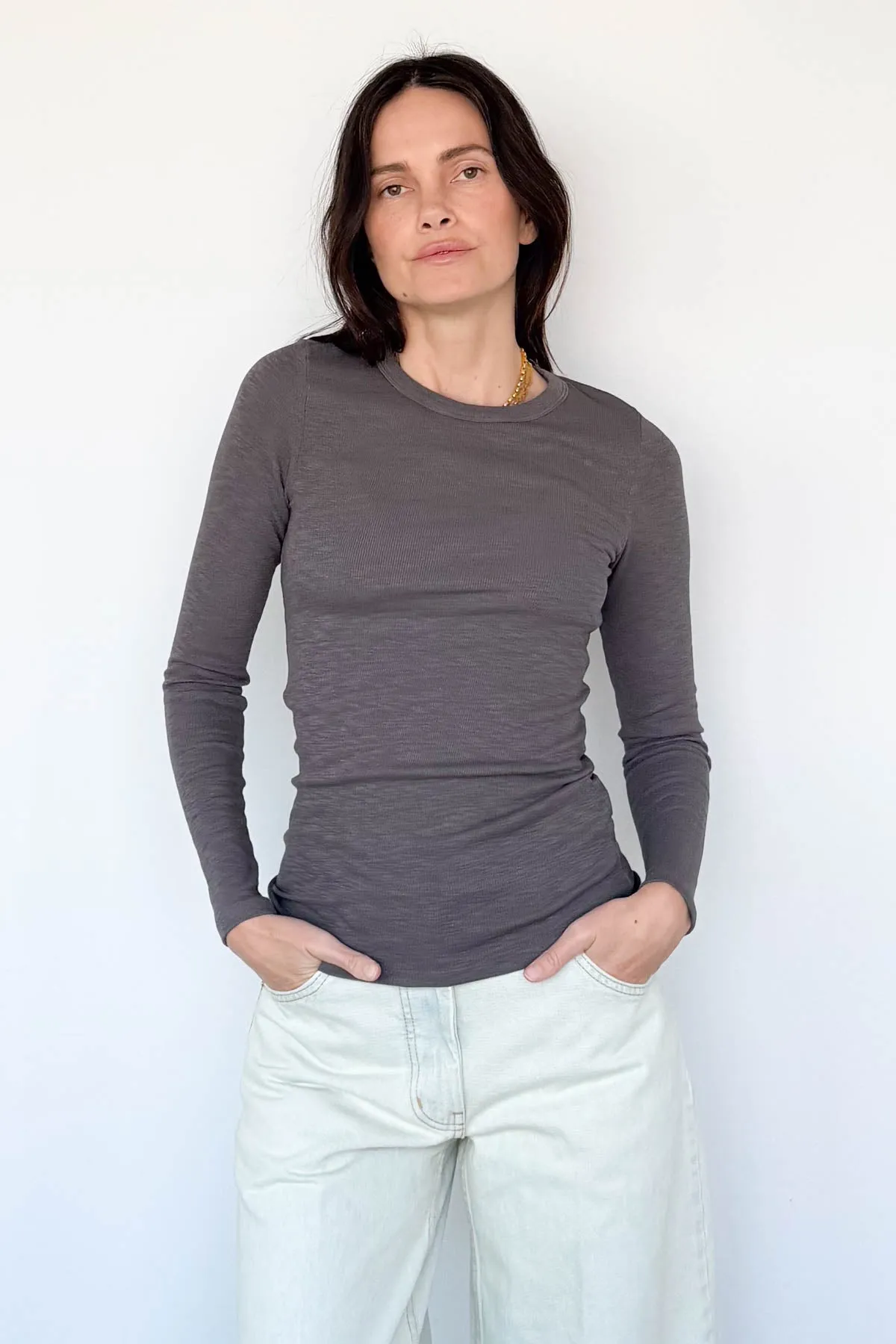 Textured Long Sleeve Crewneck