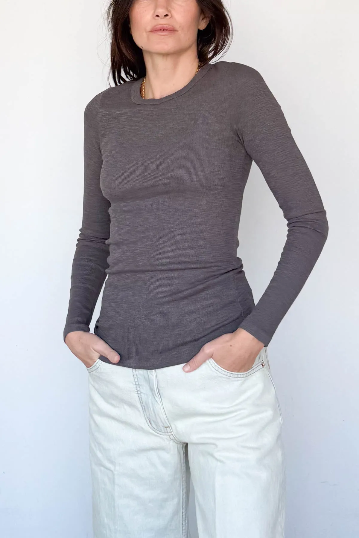 Textured Long Sleeve Crewneck