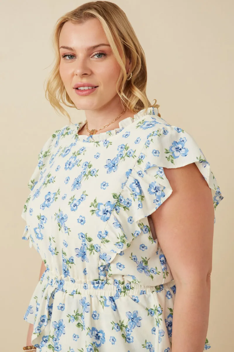Textured Romantic Floral Split Tiered Dress