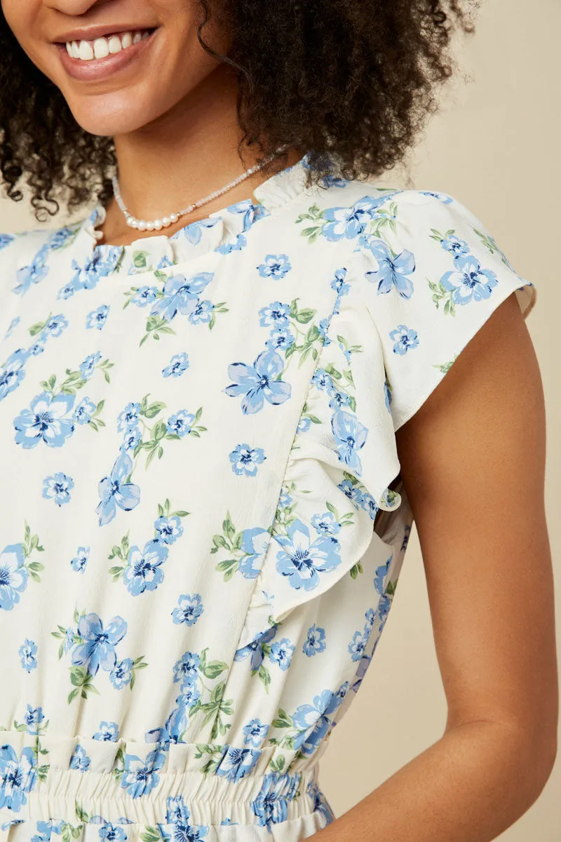 Textured Romantic Floral Split Tiered Dress