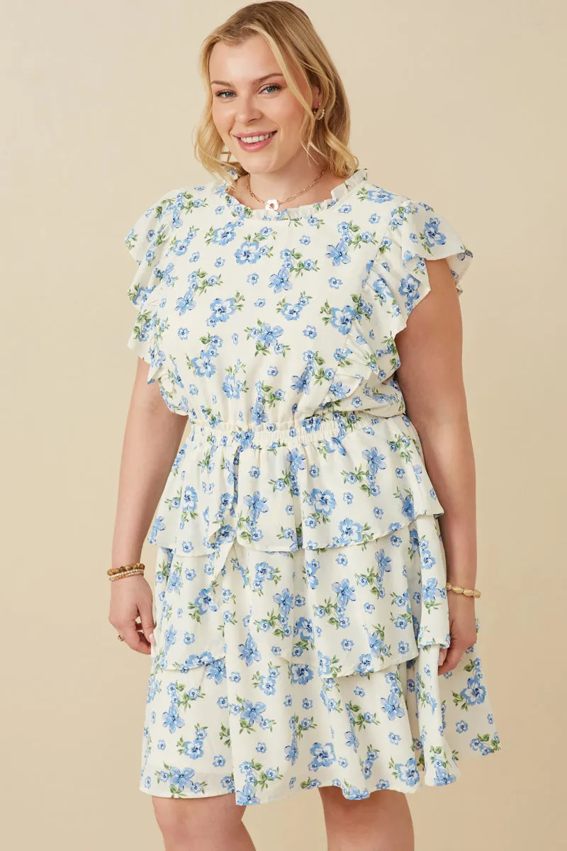 Textured Romantic Floral Split Tiered Dress
