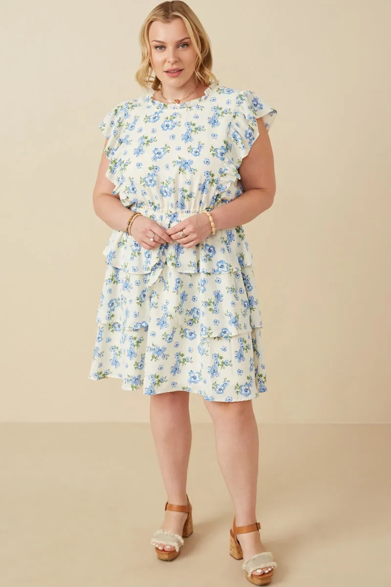 Textured Romantic Floral Split Tiered Dress