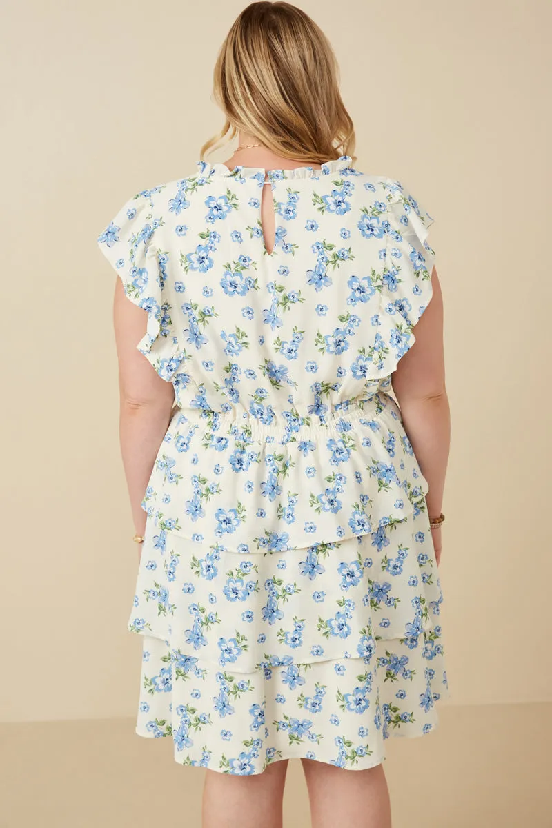 Textured Romantic Floral Split Tiered Dress