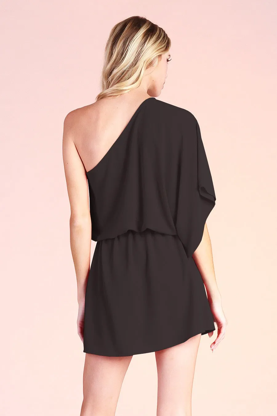 Textured Solid One Shoulder Mini Dress | FINAL SALE