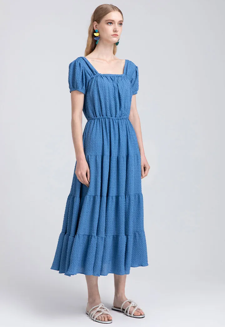 Textured Solid Tiered Dress