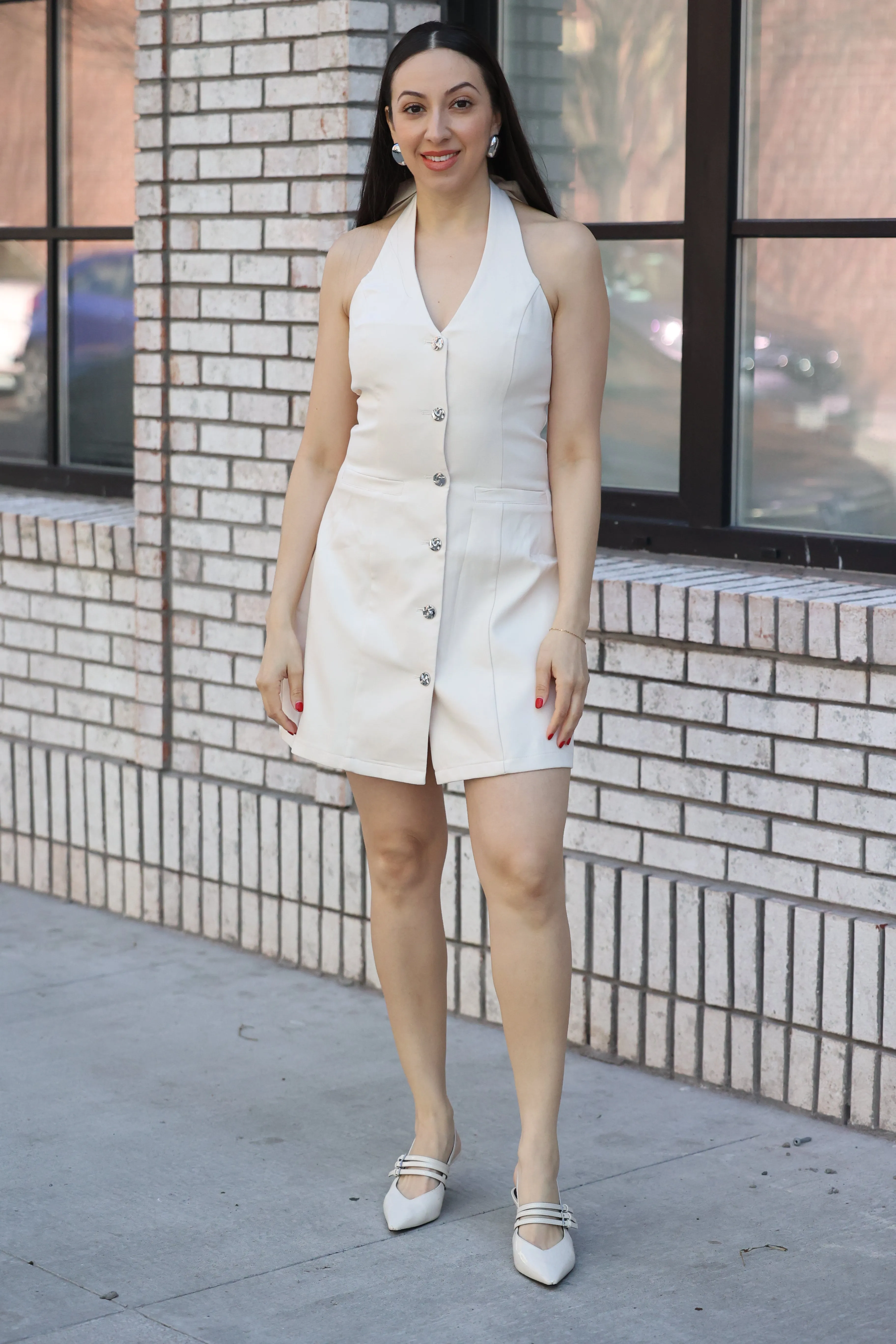 The Marilyn Halter V Neck Mini Dress