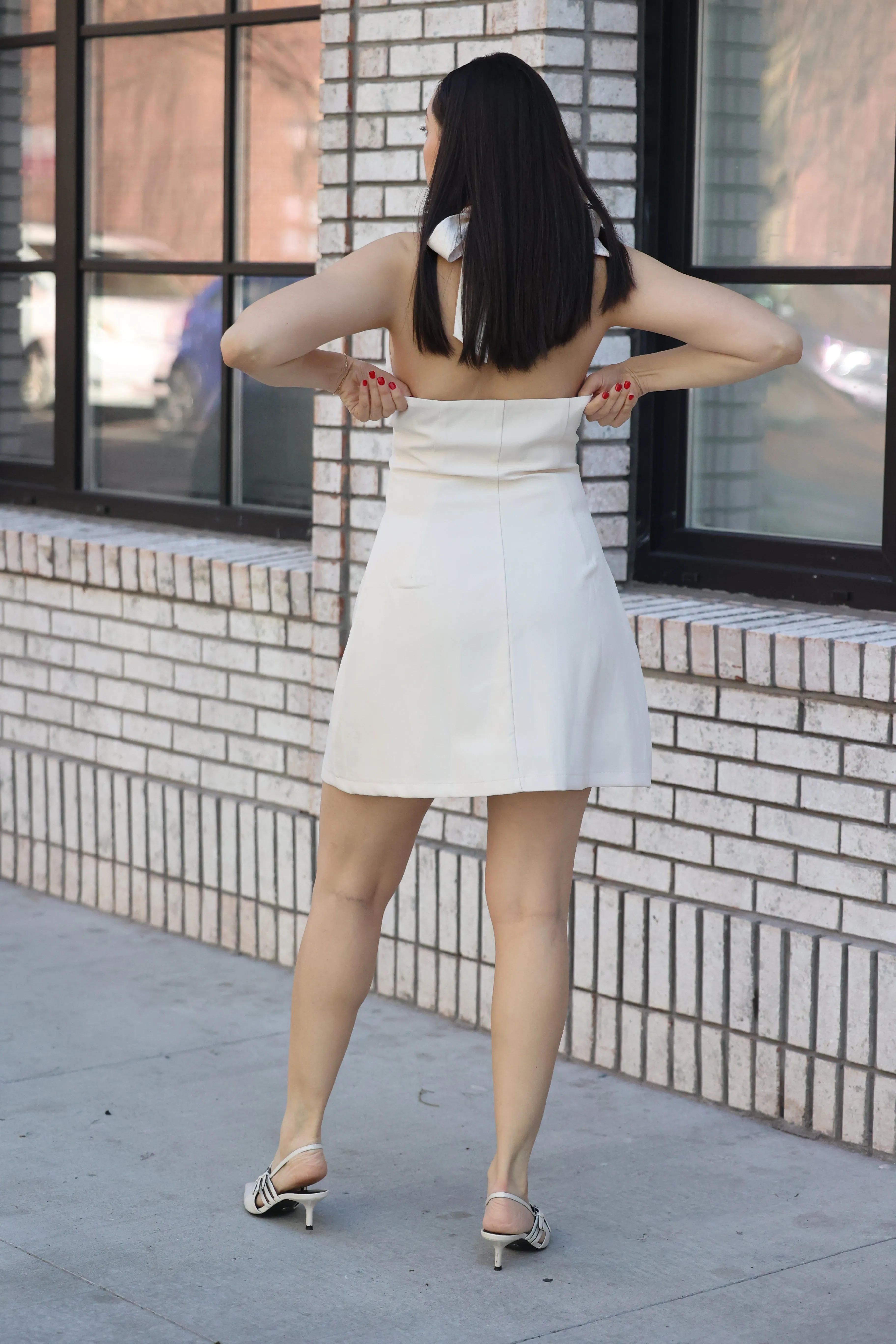 The Marilyn Halter V Neck Mini Dress