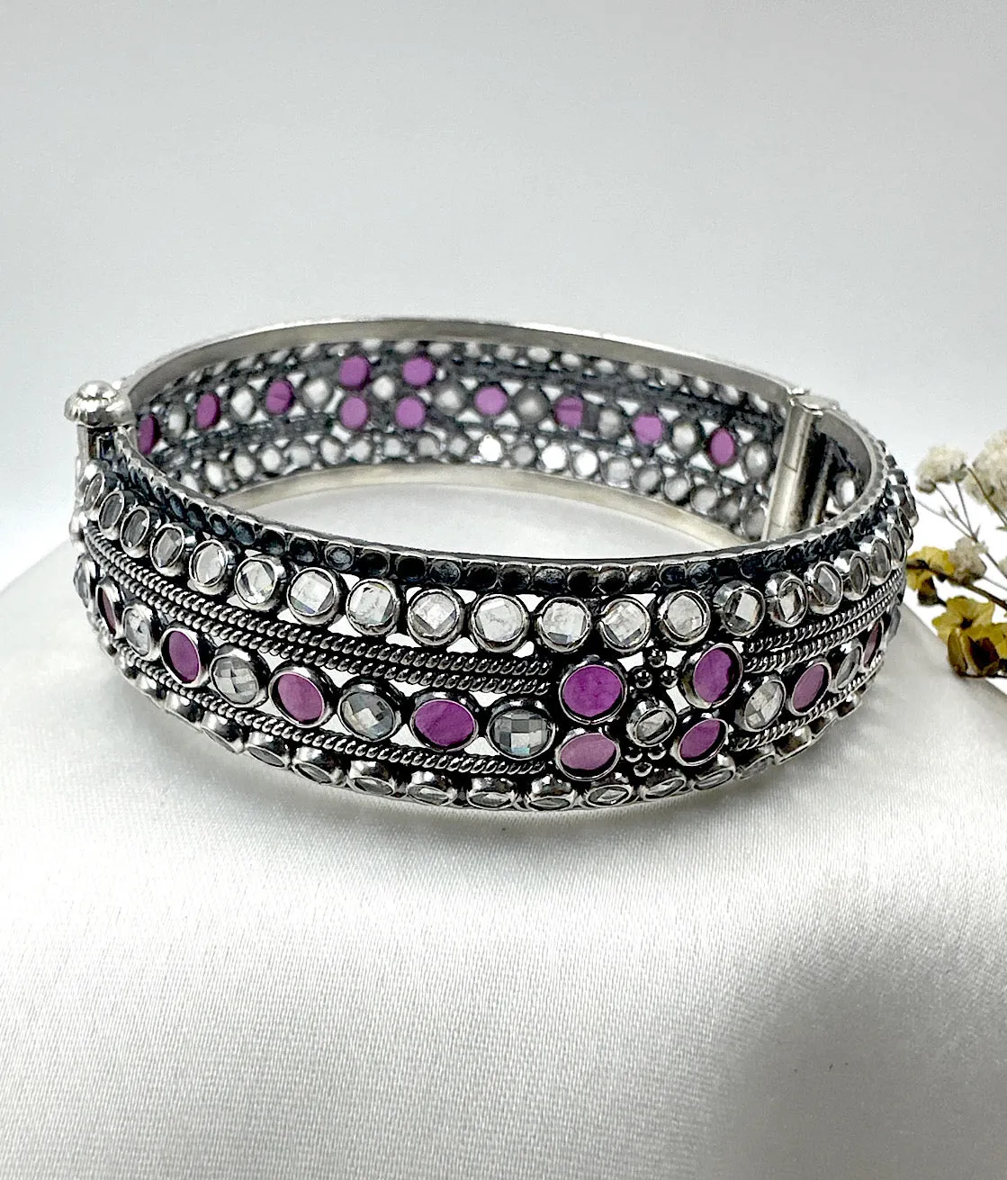 The Polki Silver Kada (Size 2.4)