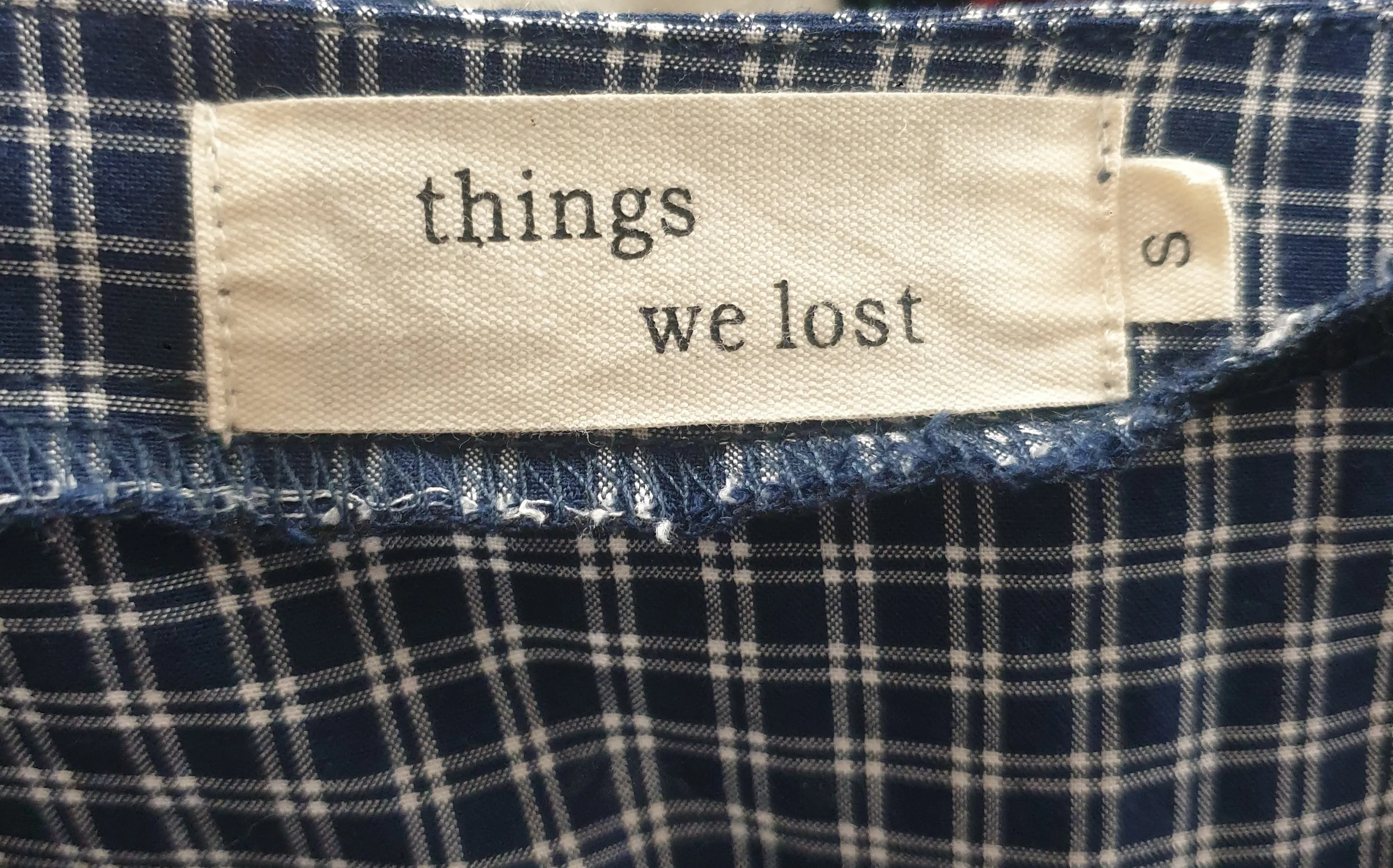 Things We Lost blue and white check cropped top size S
