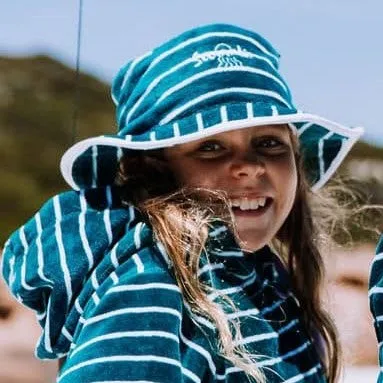 Toweling Bucket Hat Turquoise with White