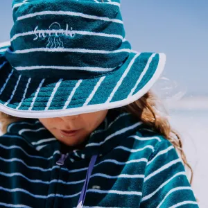 Toweling Bucket Hat Turquoise with White