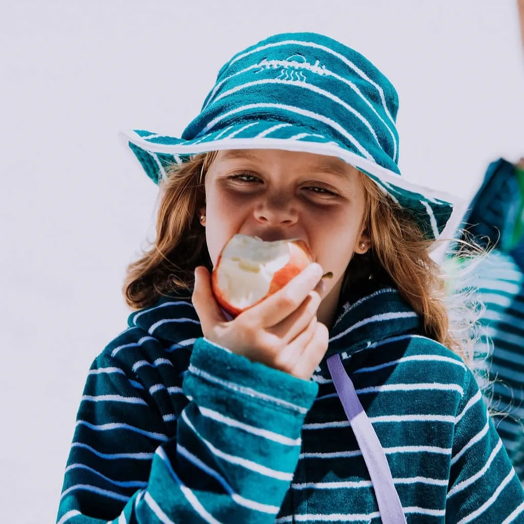 Toweling Bucket Hat Turquoise with White