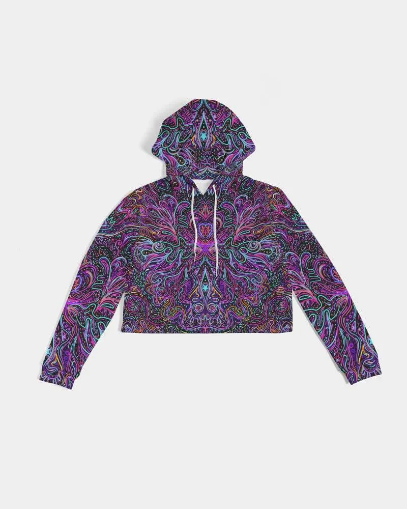 Trippy Psychedelic Purple Pink Women's Cropped Hoodie